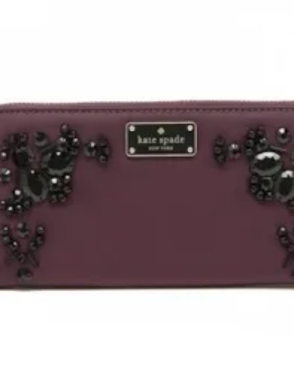 kate spade ♠️ Wilson Road Embellished Lena Plum Beaded Appliqué Wallet